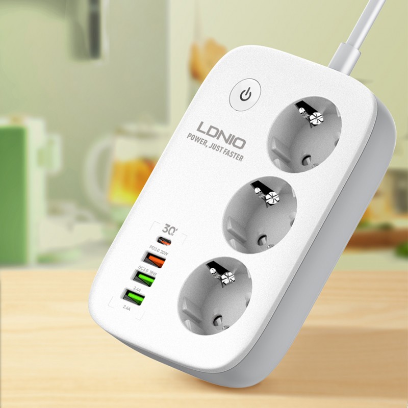 BLOCO TOM LDNIO 3WAY 2M 2500W 4USB WIFI Loneus Loja bloco-tom-ldnio-3way-2m-2500w-4usb-wifi-loneus-loja